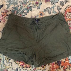 Green Linen Tie and Button Shorts